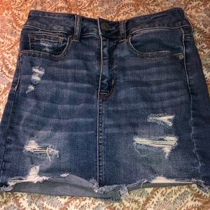 american eagle super stretch distressed jean skirt